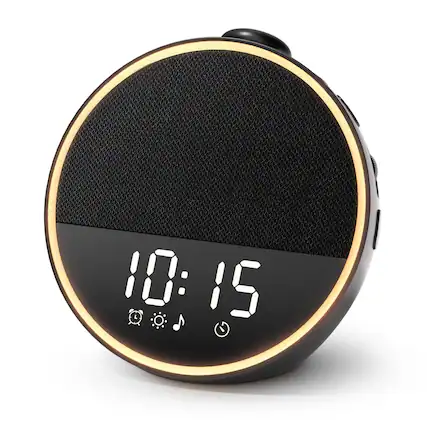 Front. Dazzed Corner - Sound Machine Alarm Clock with Night Light, 30 Sounds & 10 Alarms - Black.
