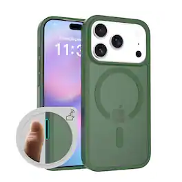 Dteck - for iPhone 17 Pro Max Case with Responsive Camera Control Button, Compatible with MagSafe, Translucent Matte Slim Cover - Darkgreen