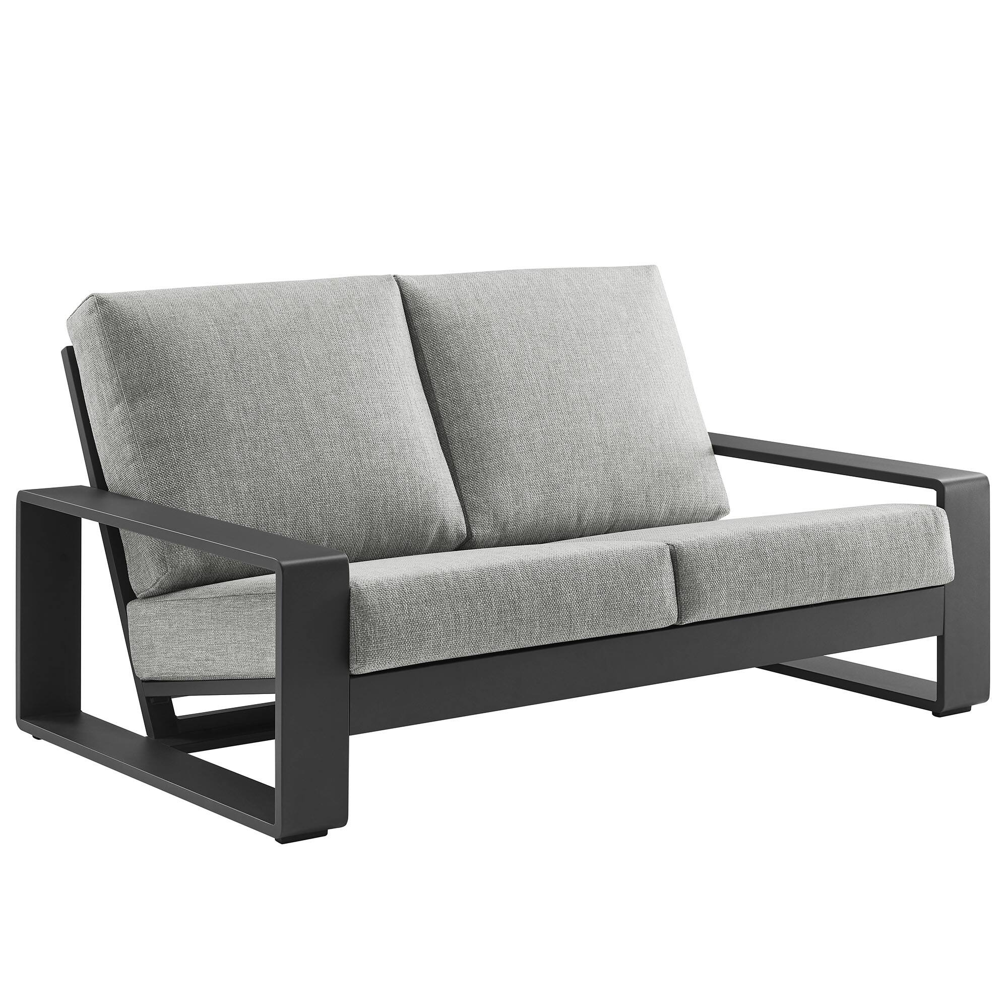 Angle. Modway - Lirienne Outdoor Patio Aluminum Loveseat by Modway - Light Gray Gray.