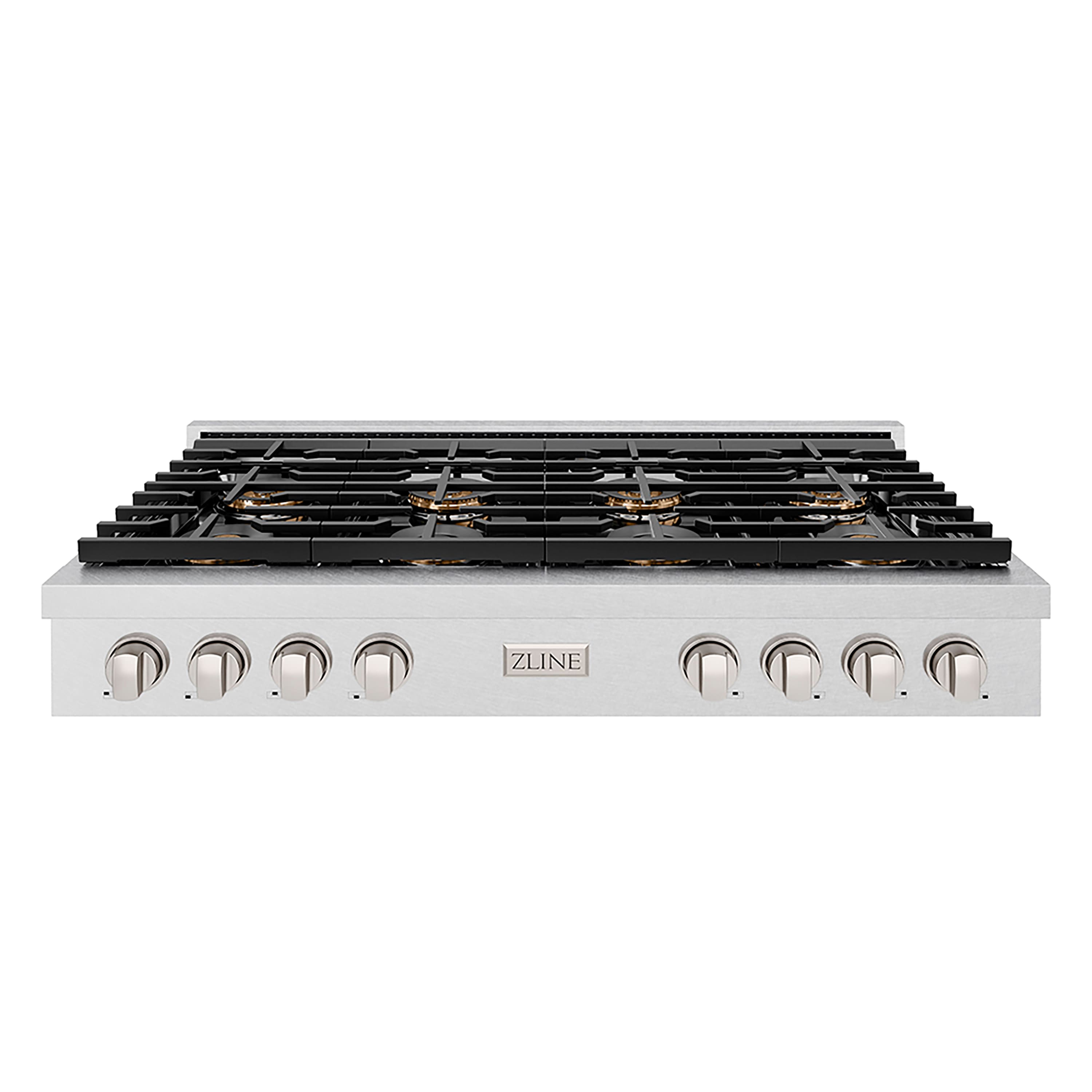 ZLINE - 48 in. Paramount Gas Rangetop with 8 Burner DuoPro Cooktop (PSRTS-48) - Satin Stainless Steel - Front_Zoom