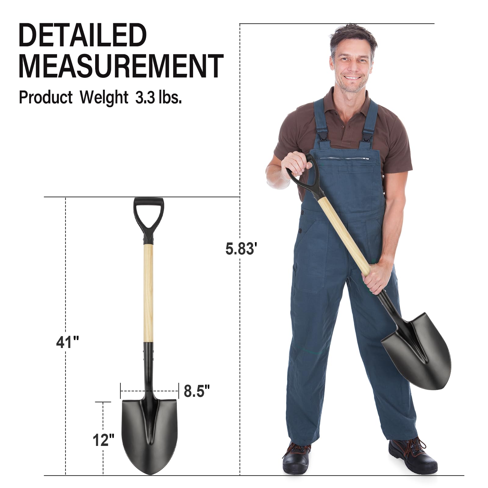 DETAILED MEASUREMENT  
Product Weight 3.3 lbs.  
5.83'  
41"  
8.5"  
12"