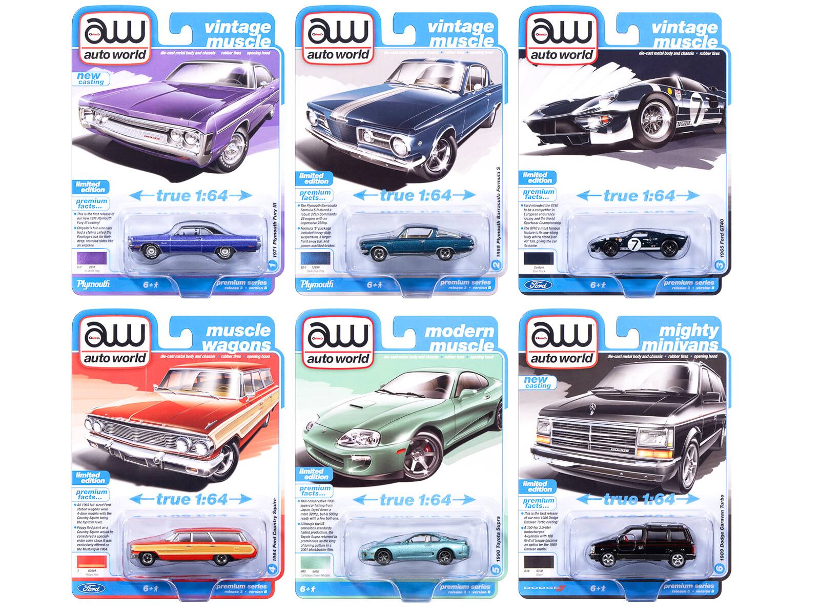 Autoworld - Auto World Premium 2025 Release 3 Set B of 6 Pieces 1/64 Diecast Model Cars by Auto World price history on PriceWatchPro