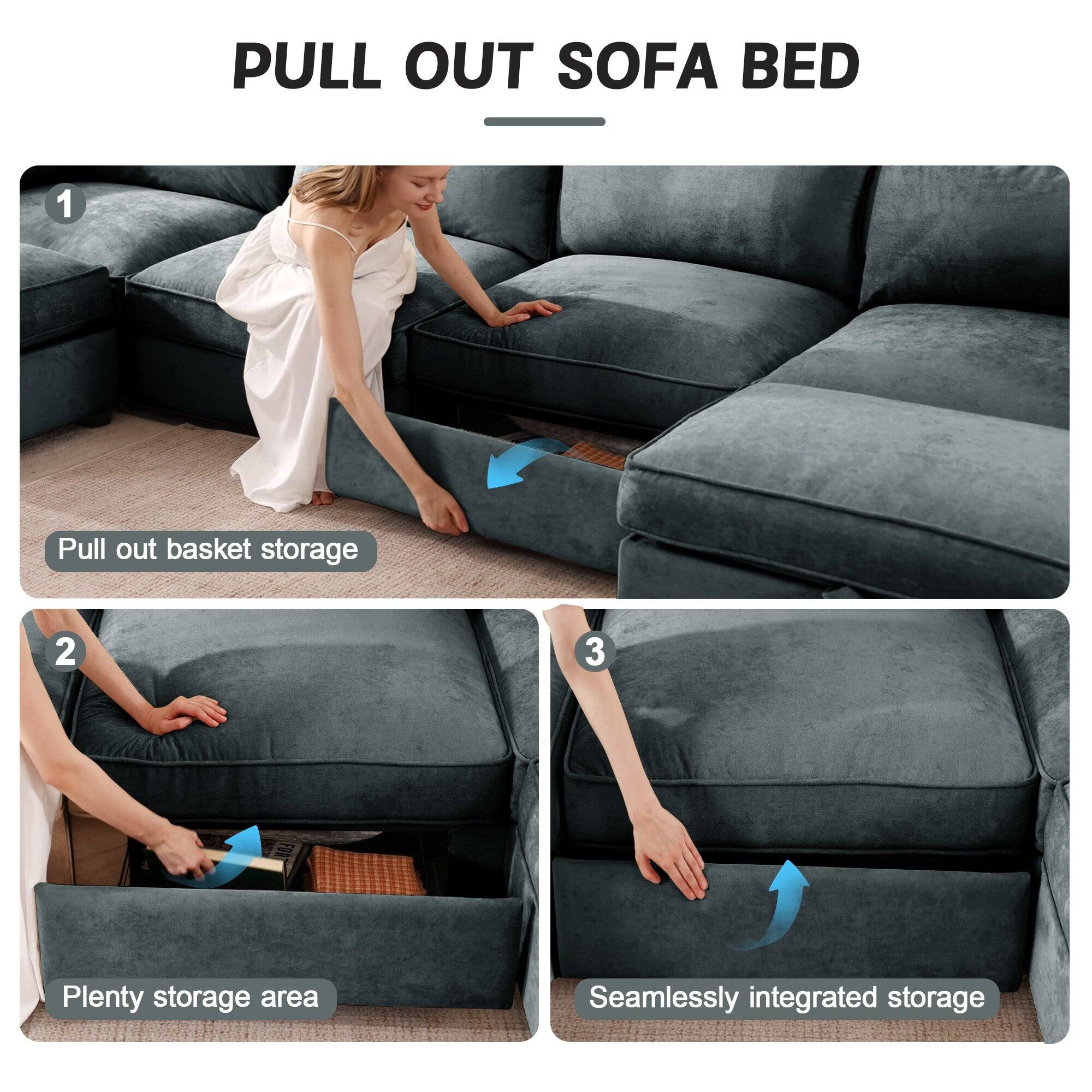 PULL OUT SOFA BED

1. Pull out basket storage
2. Plenty storage area
3. Seamlessly integrated storage