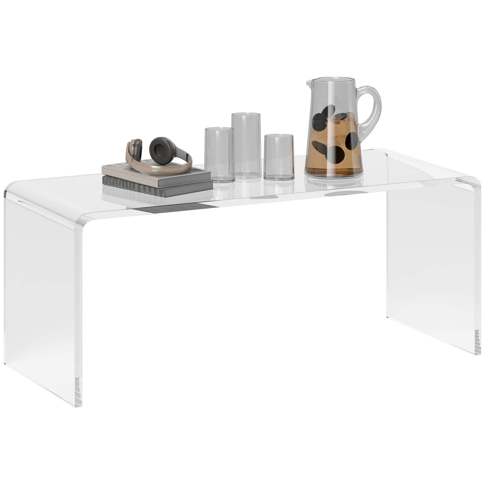 Homcom - Coffee Table 39" Long Rectangle Tea Table for Living Room - Clear