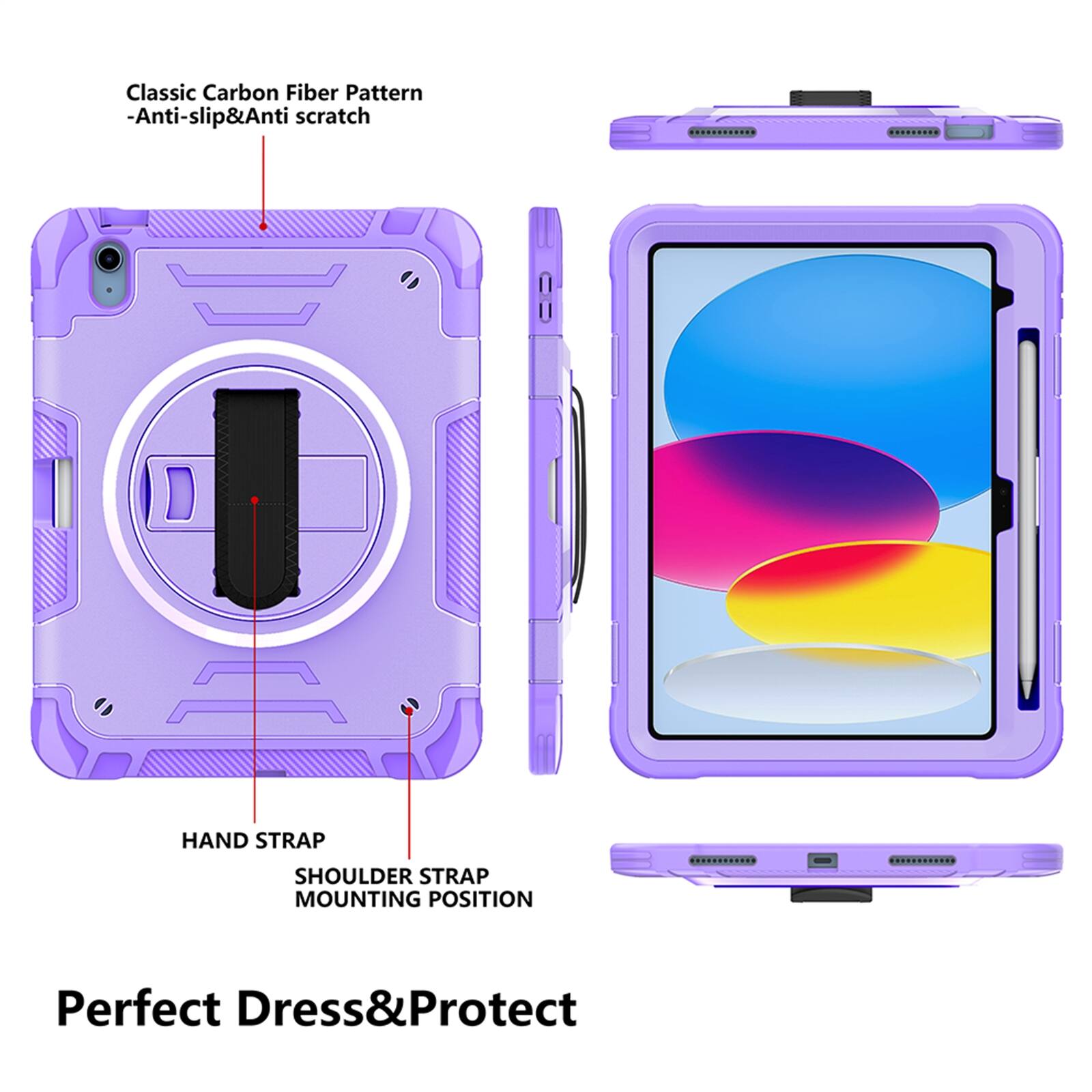 Classic Carbon Fiber Pattern - Anti-slip & Anti-scratch  
HAND STRAP  
SHOULDER STRAP MOUNTING POSITION  
Perfect Dress & Protect