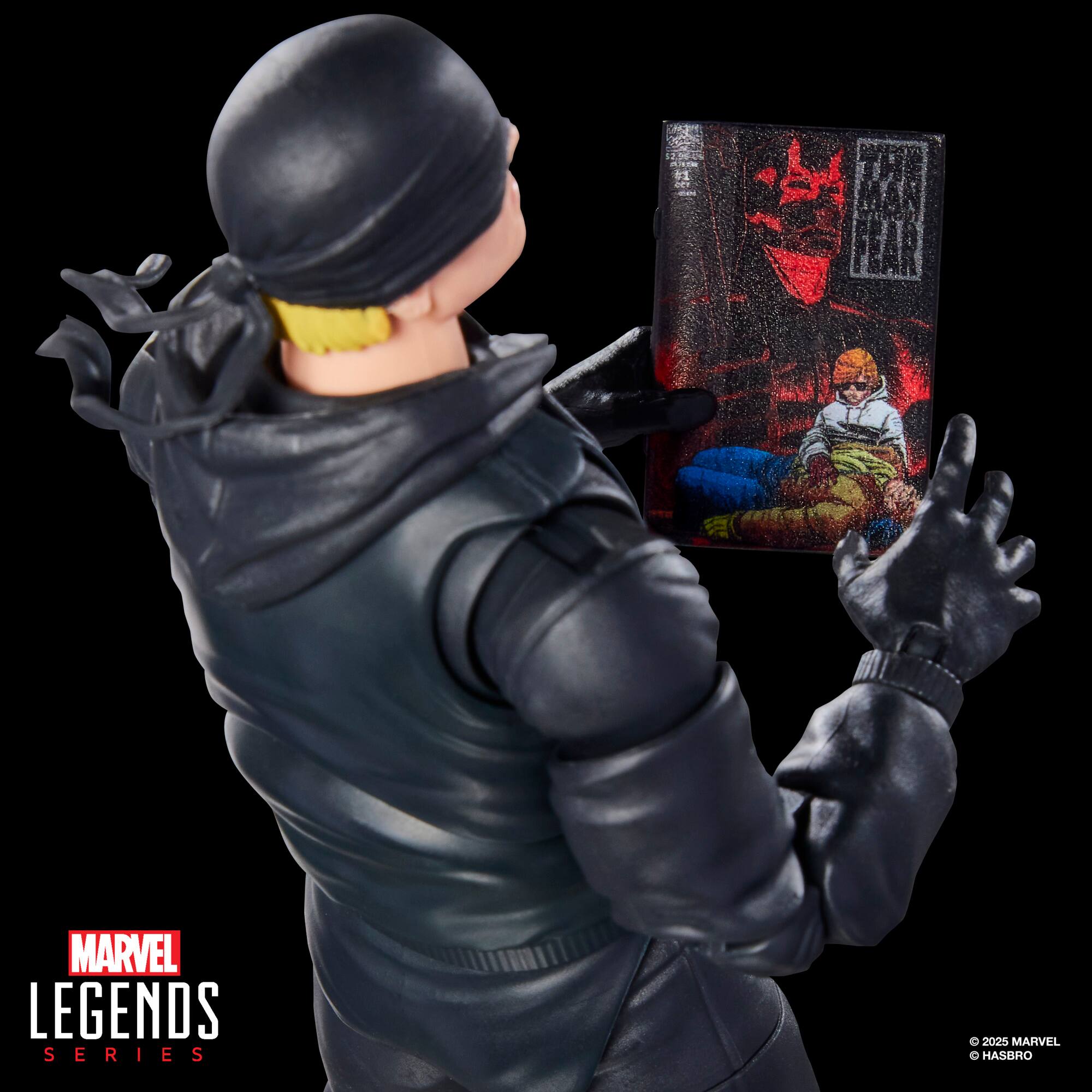 The text on the image should be grouped and corrected as follows:

- "THE MAN FEAR MARVEL LEGENDS SERIES C 2025 MARVEL HASBRO"
- "MARVEL LEGENDS SERIES"
- "© 2025 MARVEL © HASBRO"