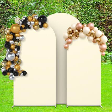 Front. Oumilen - 3-Piece Arch Backdrop Stand & Cover Set (7.3FT, 6.6FT, 6FT).