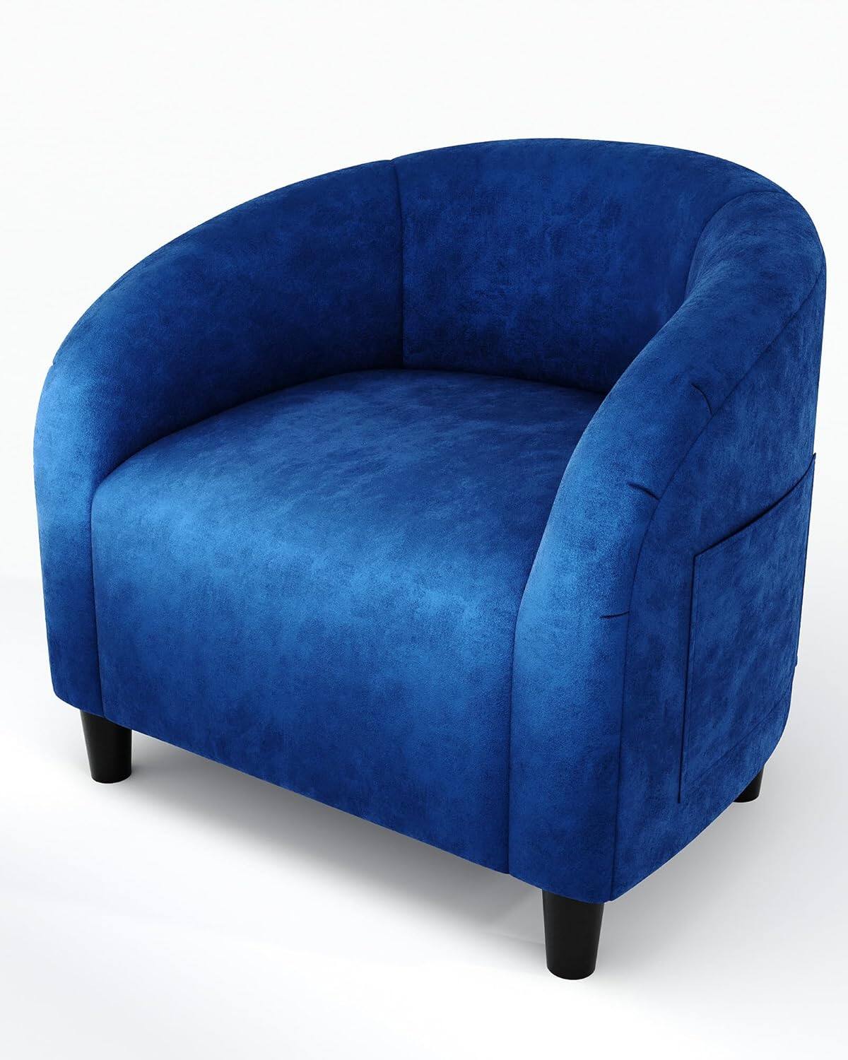 Alt View 3. Acekool - Accent Barrel Chair, Boucle Club Chair, Furry Sherpa Armchair Suitable for Living Room, Bedroom, Reception Room, Office - Navy Blue.