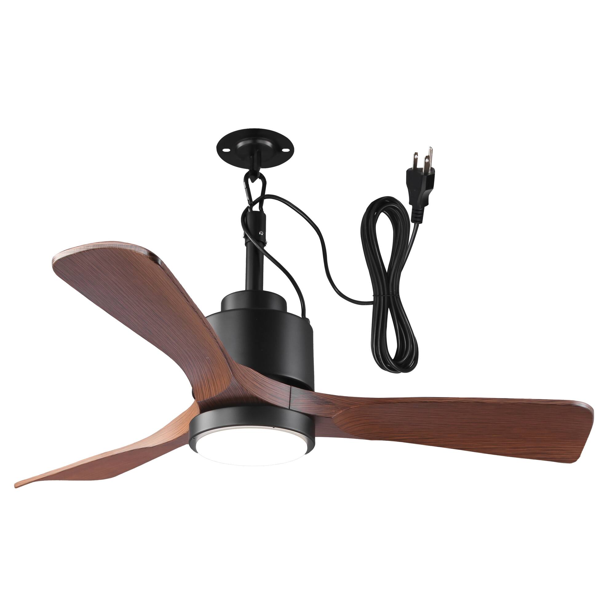 Left. Vaczon - 42 In. Traditional Waterproof Wet-Rated Outdoor Ceiling Fan with Light, Remote and App Control - Brown.