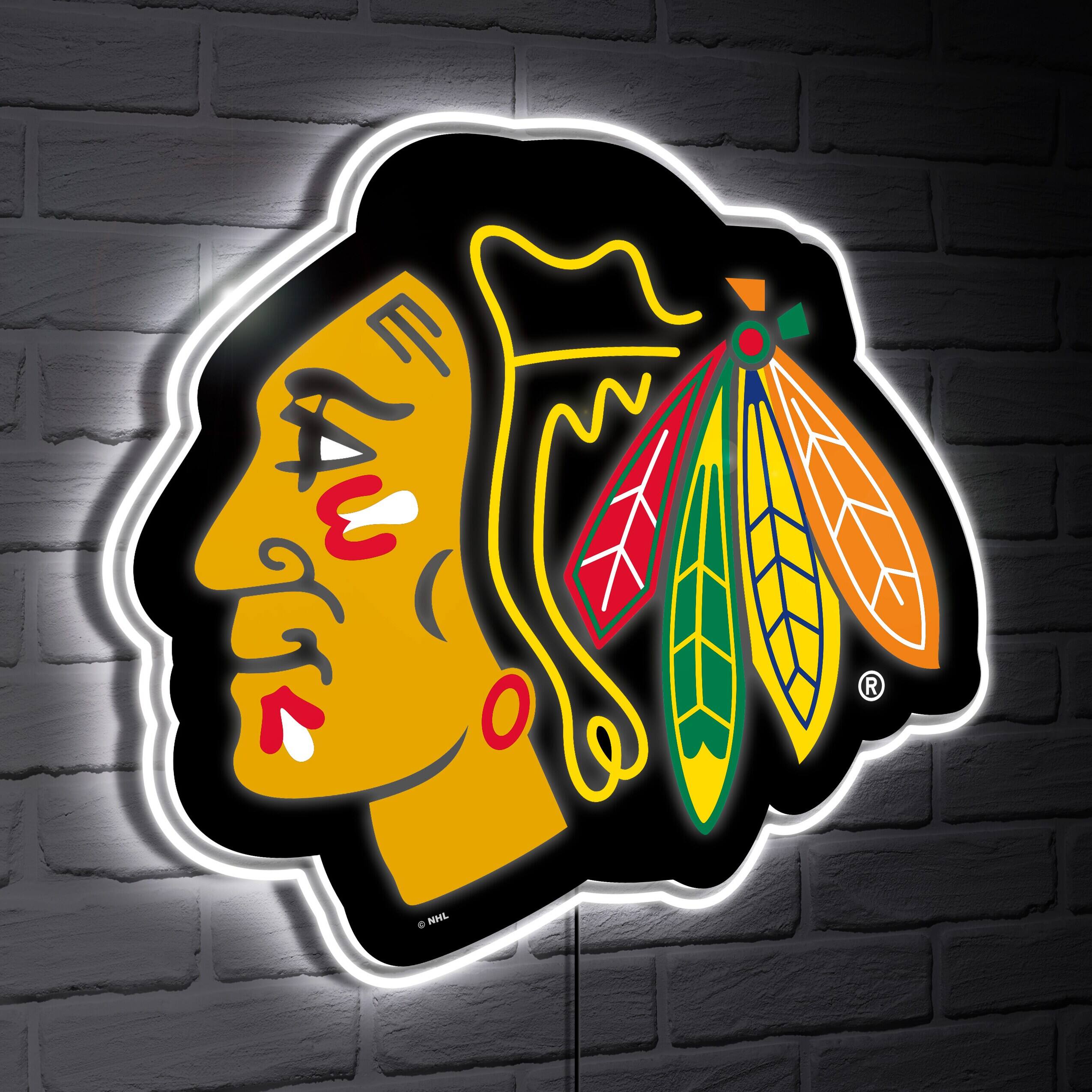 Chicago Blackhawks LED Team Logo Shaped Lighted Wall Sign