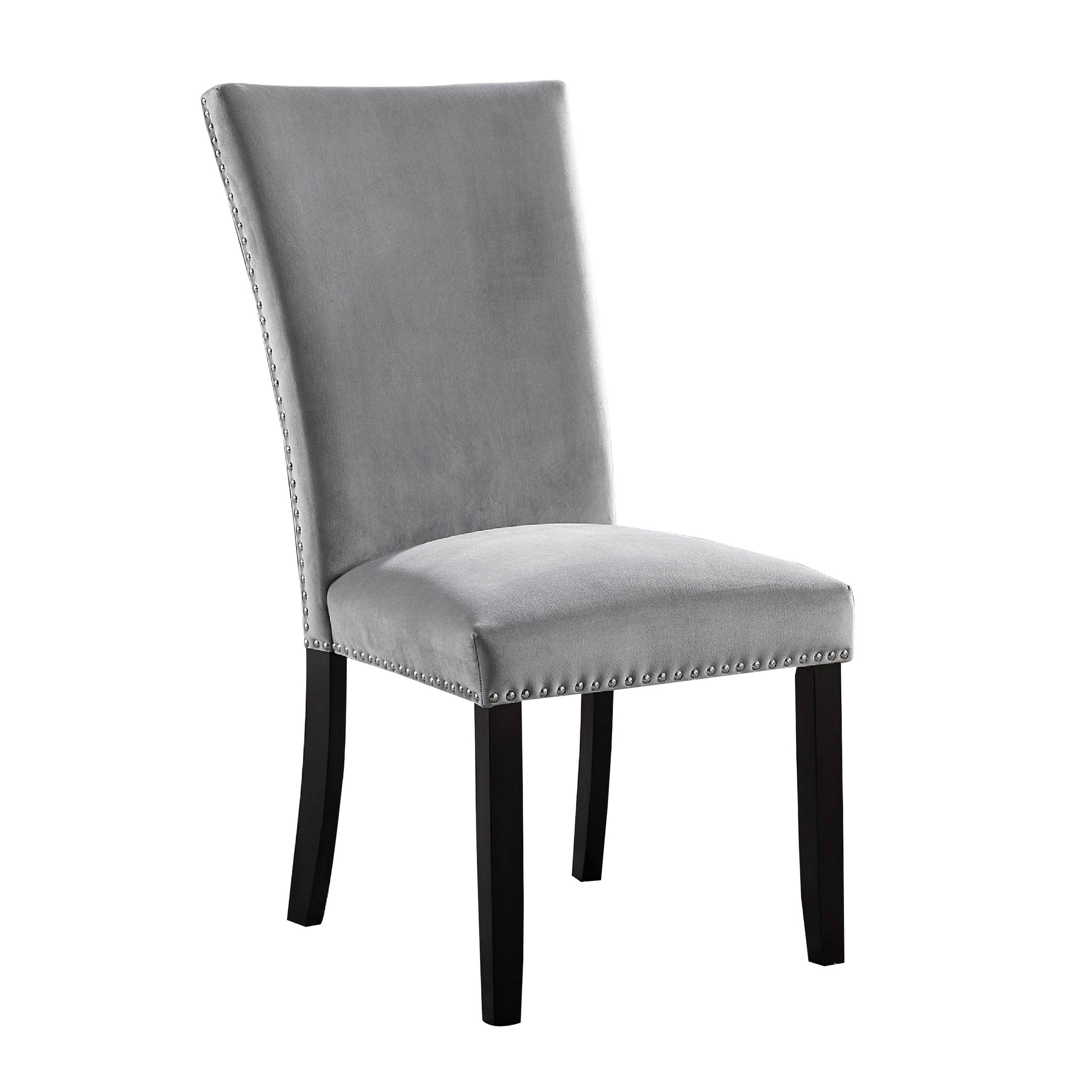 Alt View 1. Manhattan Lane - 28 Inch Dining Side Chair Set of 2, Padded Gray Flannelette - Black, Gray.