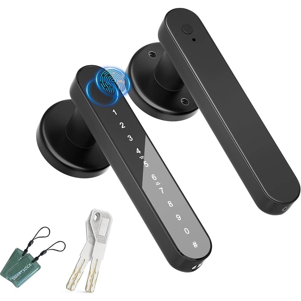 RTMB - Fingerprint Smart Door Knob with Keyless Entry and Keypad, Black