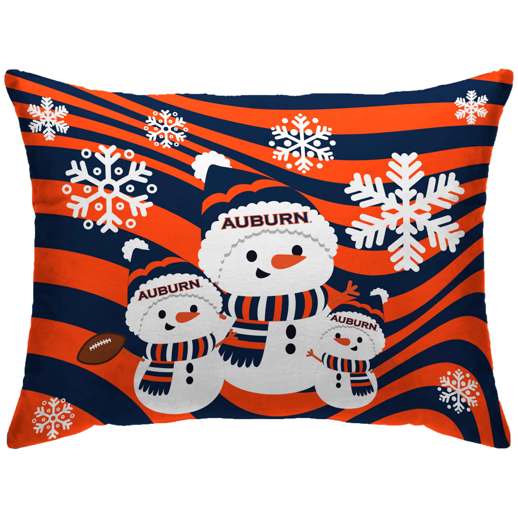 Pegasus - Auburn Tigers 20'' x 26'' Holiday Snowman Bed Pillow - Multicolor