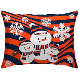 Pegasus - Auburn Tigers 20'' x 26'' Holiday Snowman Bed Pillow - Multicolor