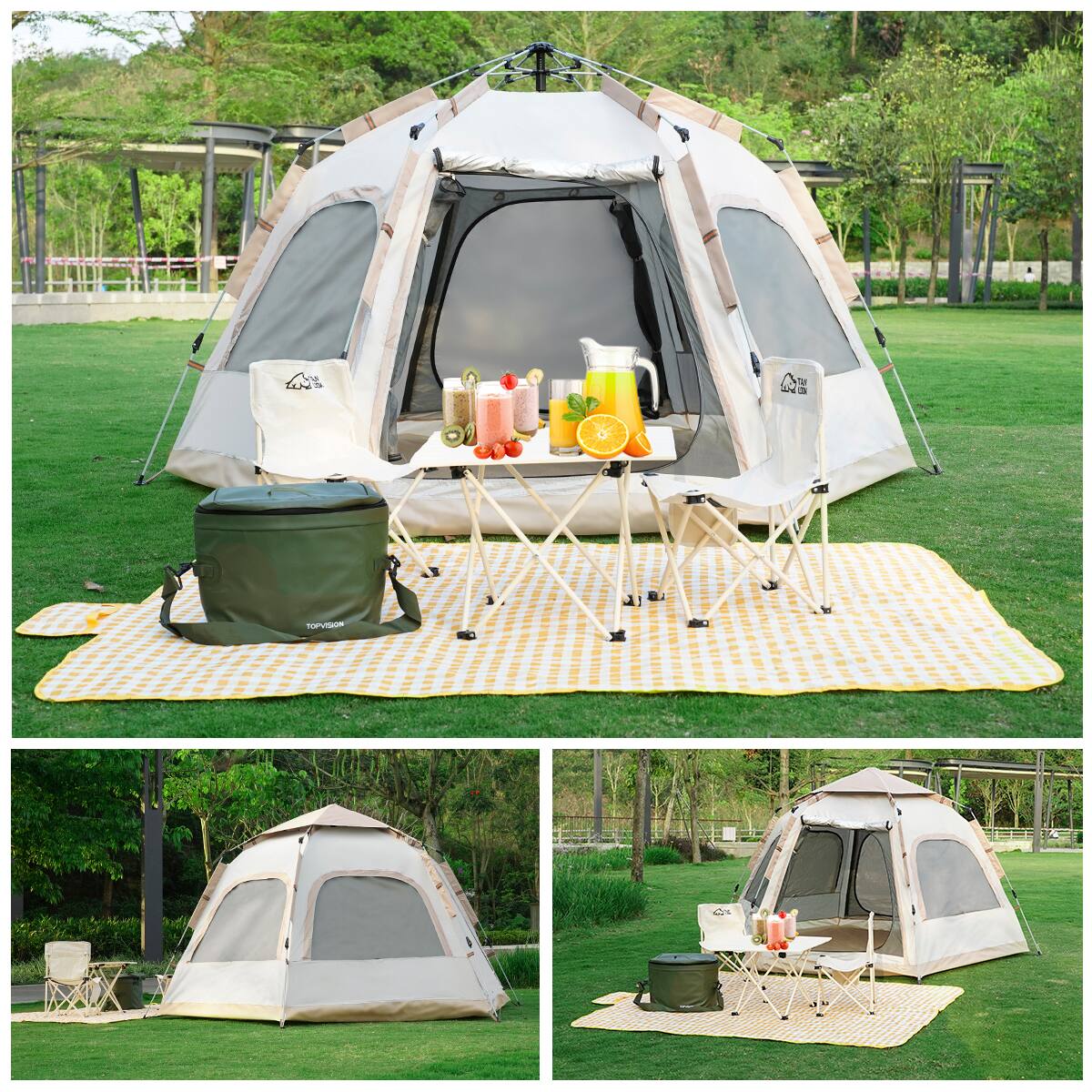 Back. Sunoyar - 4-6 Person Camping Tent with Carry Bag and Easy Setup Design - White.
