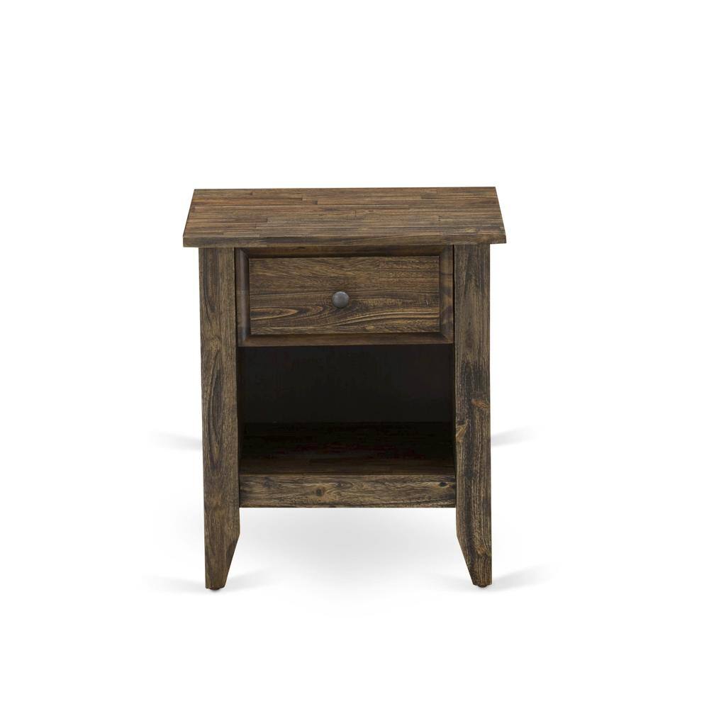 Left. East West Furniture - FN08Q-1GA07 2-Piece Fannin Queen Bedroom Set with 1 Wingback Bed and a Mid Century Modern Nightstand - Mist Beige Linen - Mist Beige.