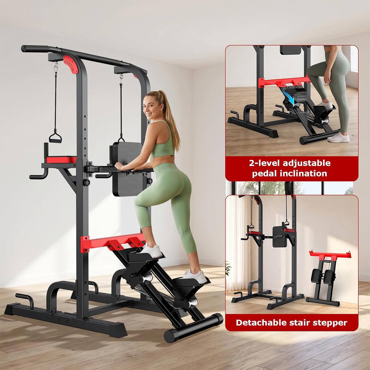SICHIO 2-level adjustable pedal inclination Detachable stair stepper