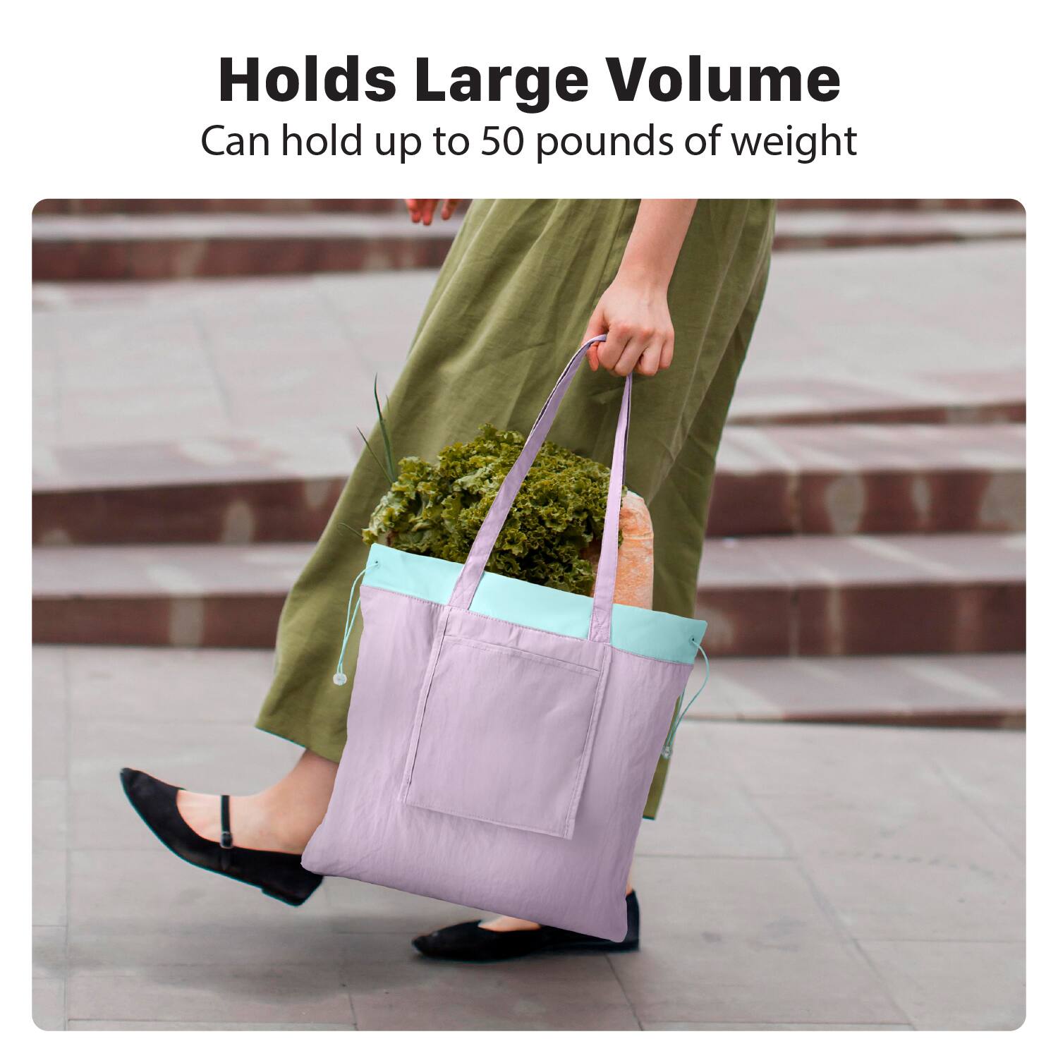 Holds Large Volume  
Can hold up to 50 pounds of weight
