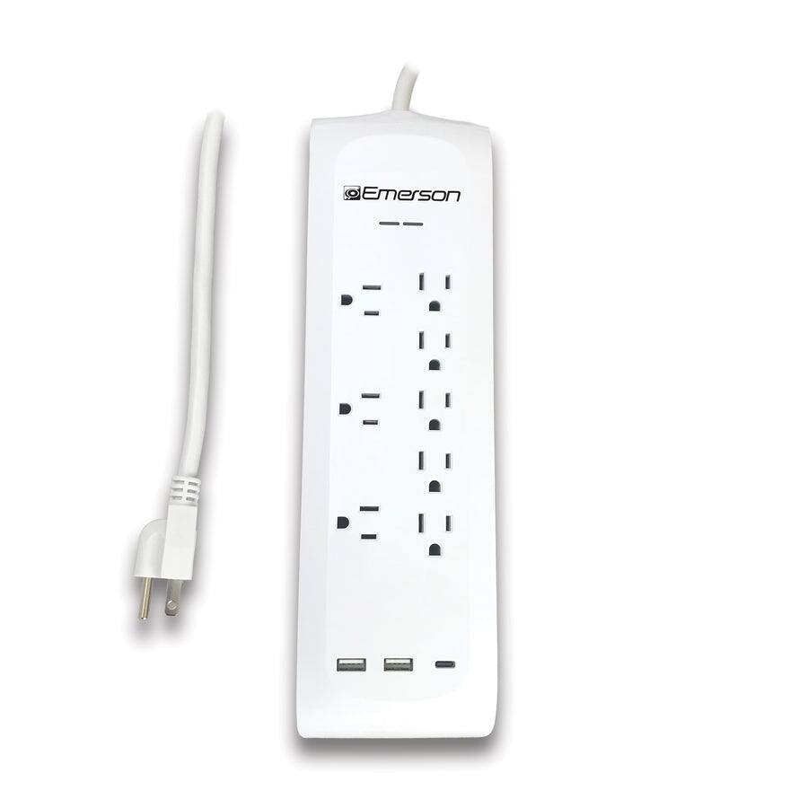 Alt View 2. Emerson - Emerson 11-in-1 Multi-Outlet Surge Protector Charging System - White.