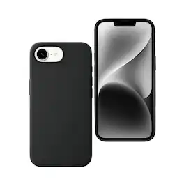Qixxronics - for iPhone 16e Silicone Case Shock-Absorbent Slim Protective Phone Cover - Black