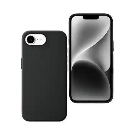 Front. Qixxronics - Qixxronics for iPhone 16e Silicone Case Shock-Absorbent Slim Protective Phone Cover (Black) - Black.