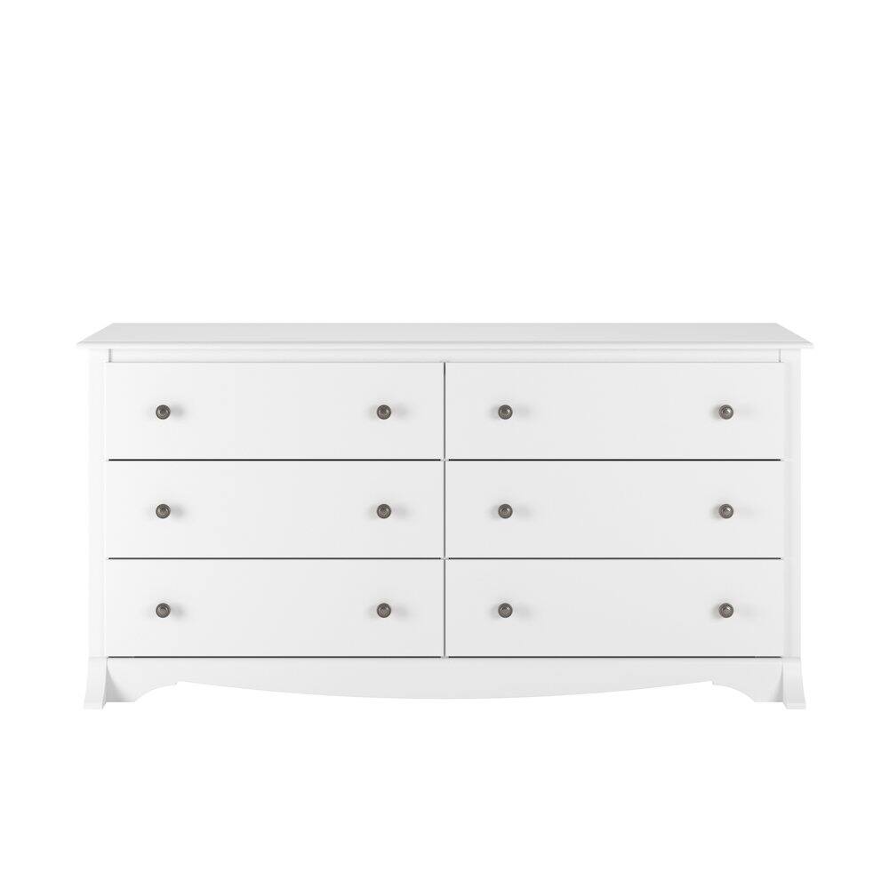 Left. Prepac - White Monterey 6 Drawer Dresser - White.
