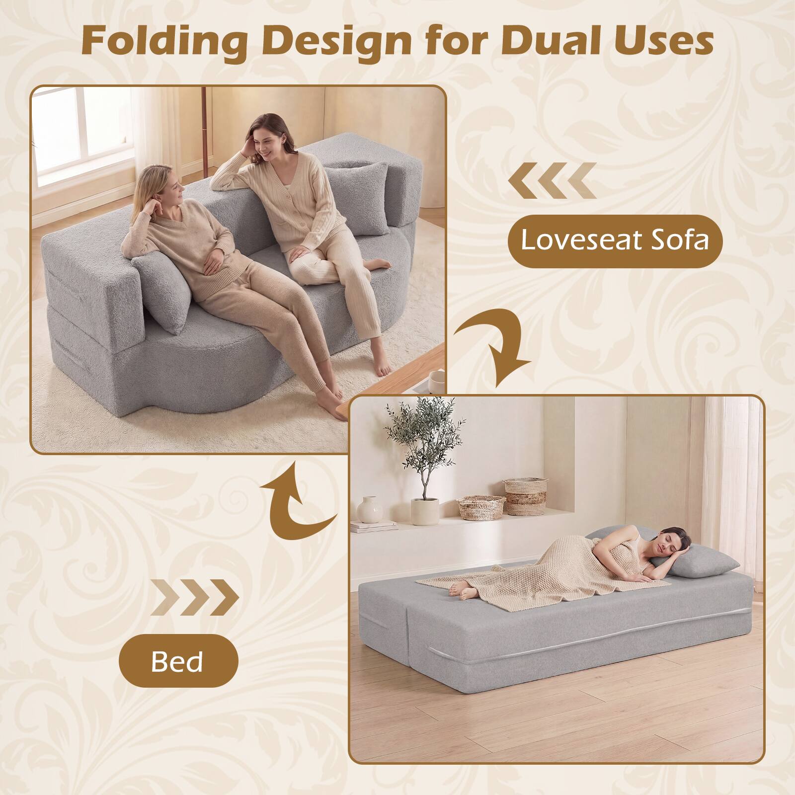 Folding Design for Dual Uses

Loveseat Sofa

Bed