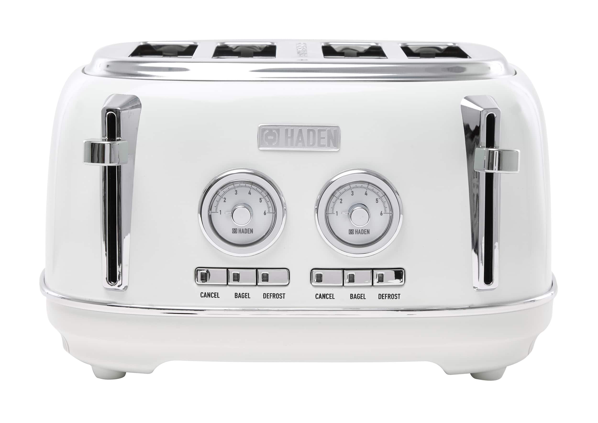 Front. Haden - Dorset 4-Slice Wide Slot Toaster - Ivory and Chrome.