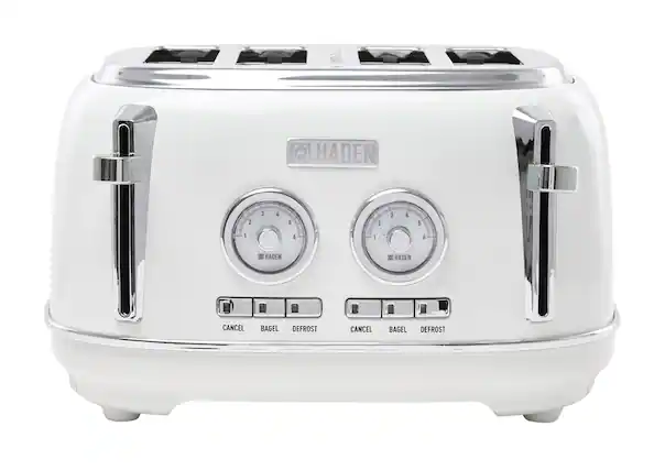 Front. Haden - Dorset 4-Slice Wide Slot Toaster - Ivory and Chrome.
