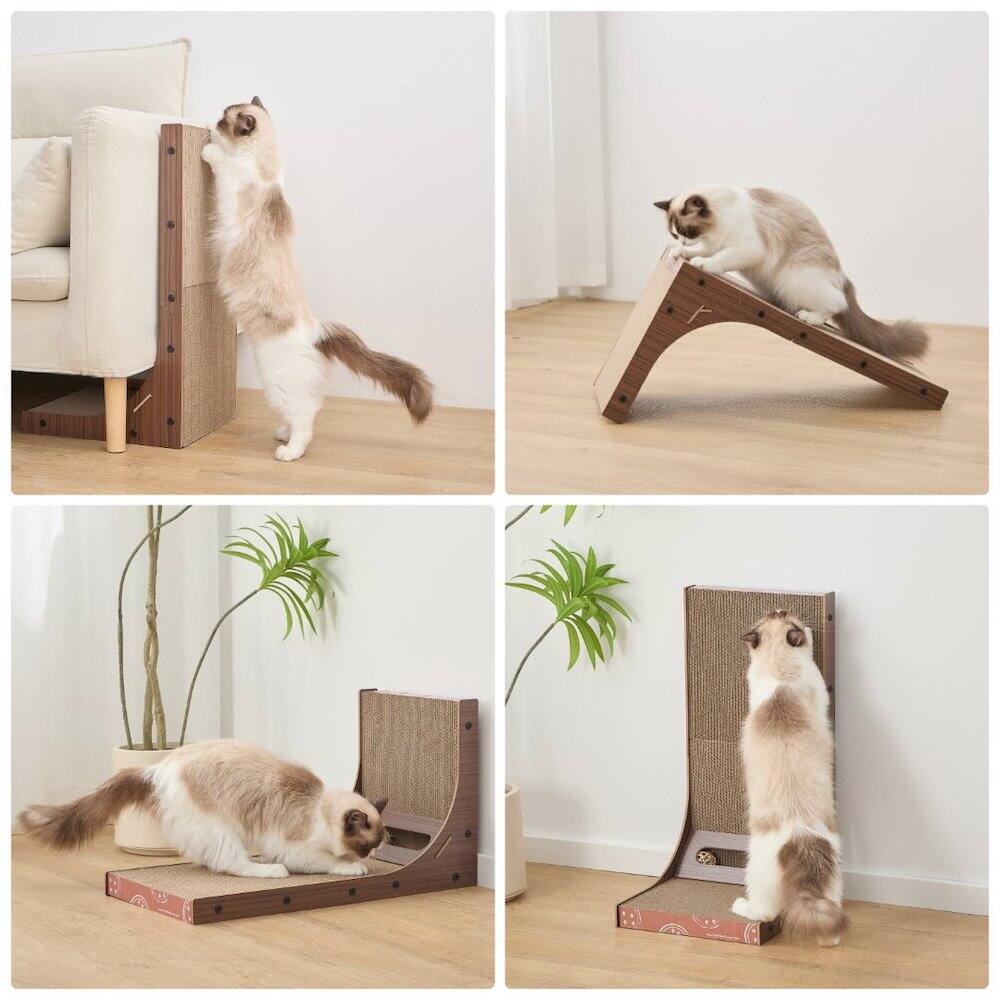 Left. PetPals - Poly Angled Cat Scratcher - Brown.