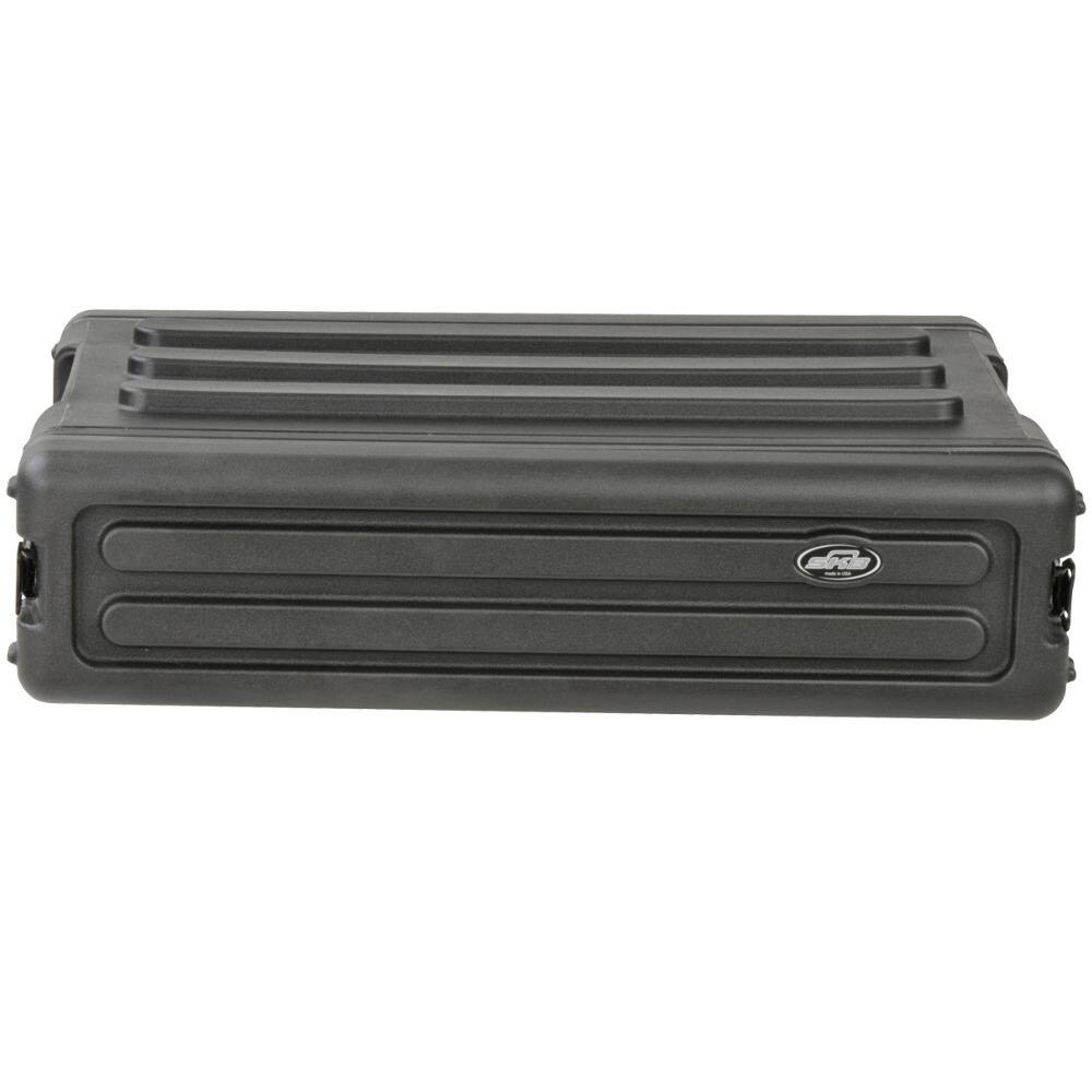Angle. SKB - SKB 2U Shallow Roto Rack Case Gear Protector, Stackable, Waterproof, Black - Black.