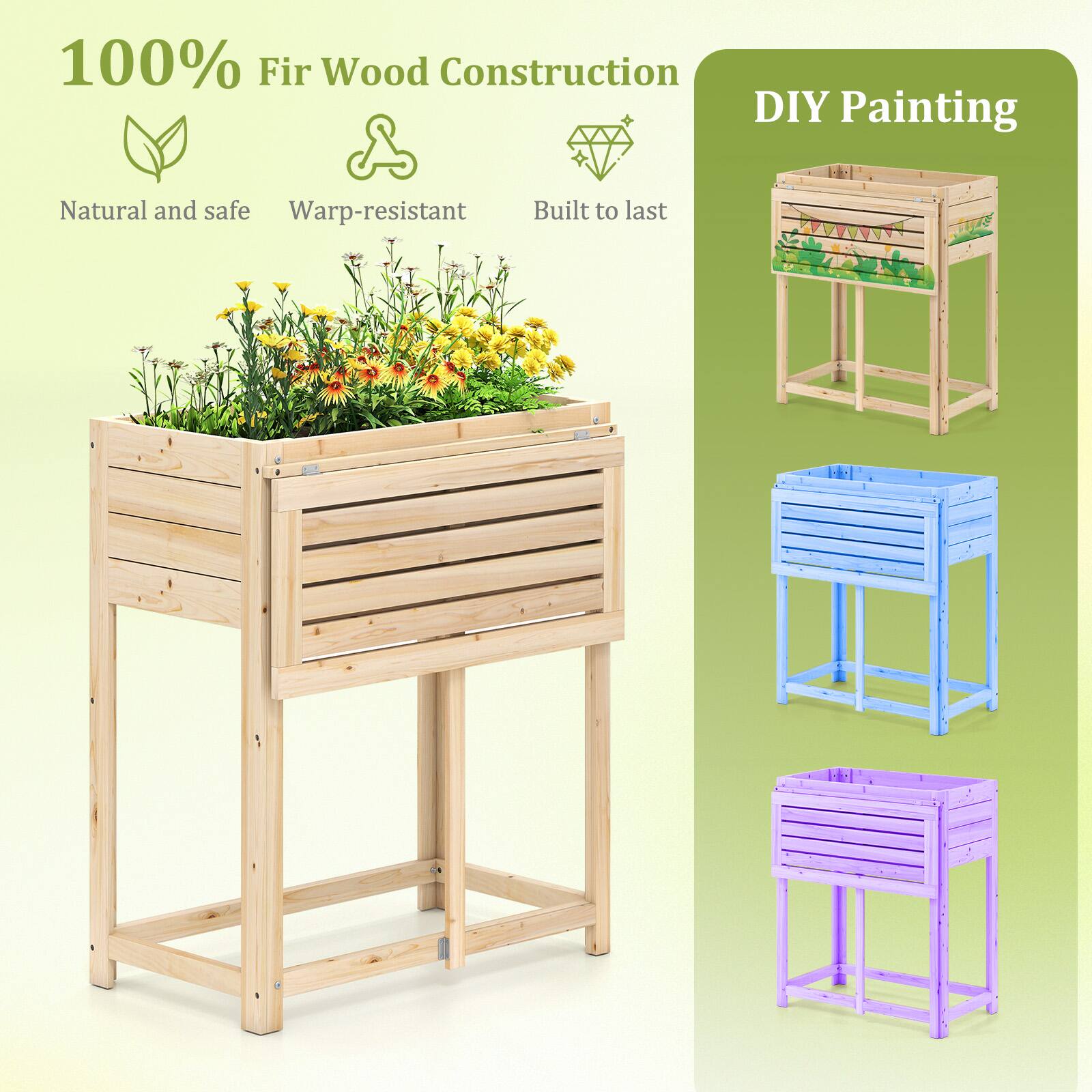100% Fir Wood Construction  
Natural and safe  
Warp-resistant  
Built to last  

DIY Painting