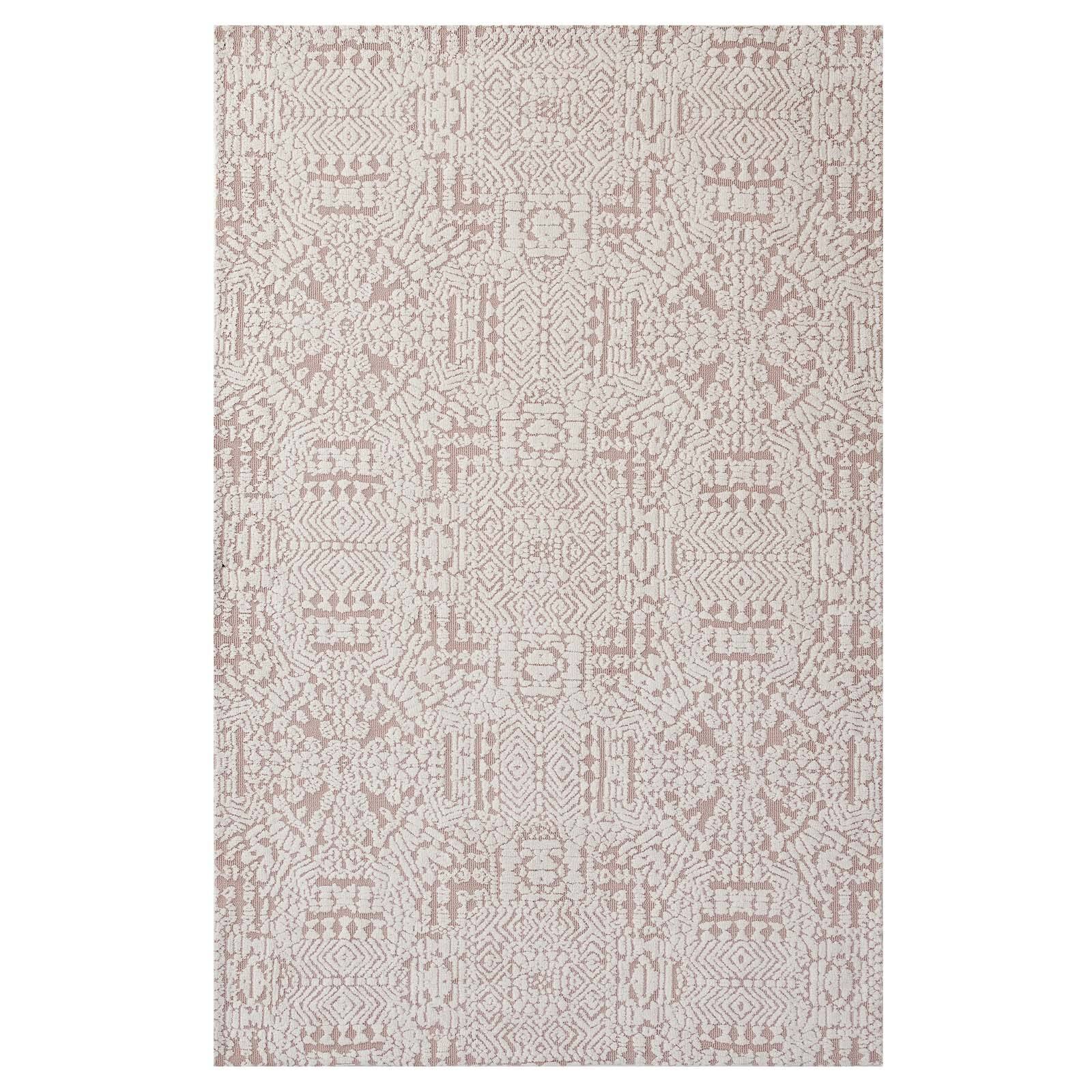 Angle. Modway - Javiera Contemporary Moroccan Area Rug - Ivory and Cameo Rose.