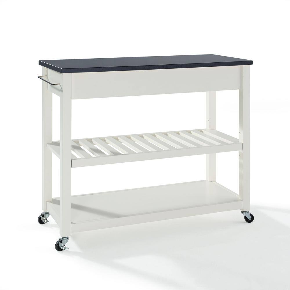 Left. Crosley Furniture - Granite Top Kitchen Prep Rolling Cart - White.