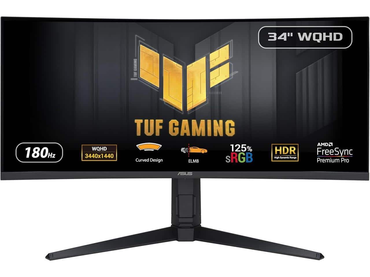 ASUS - TUF Gaming 34" 1440P 1500R Curved Monitor - 180Hz, 1ms, Freesync Pro, HDR, 3 Year Warranty - Black