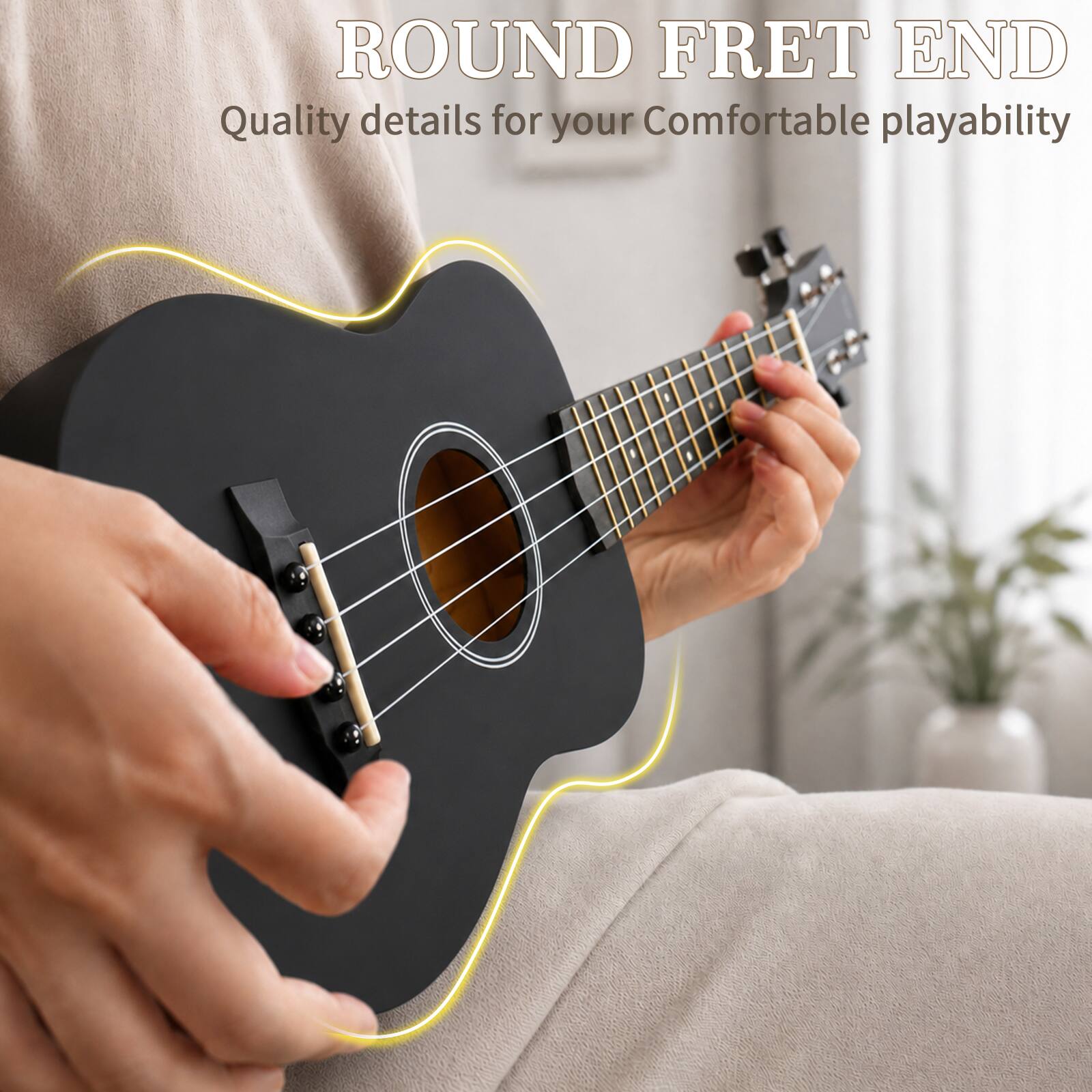 ROUND FRET END  
Quality details for your Comfortable playability