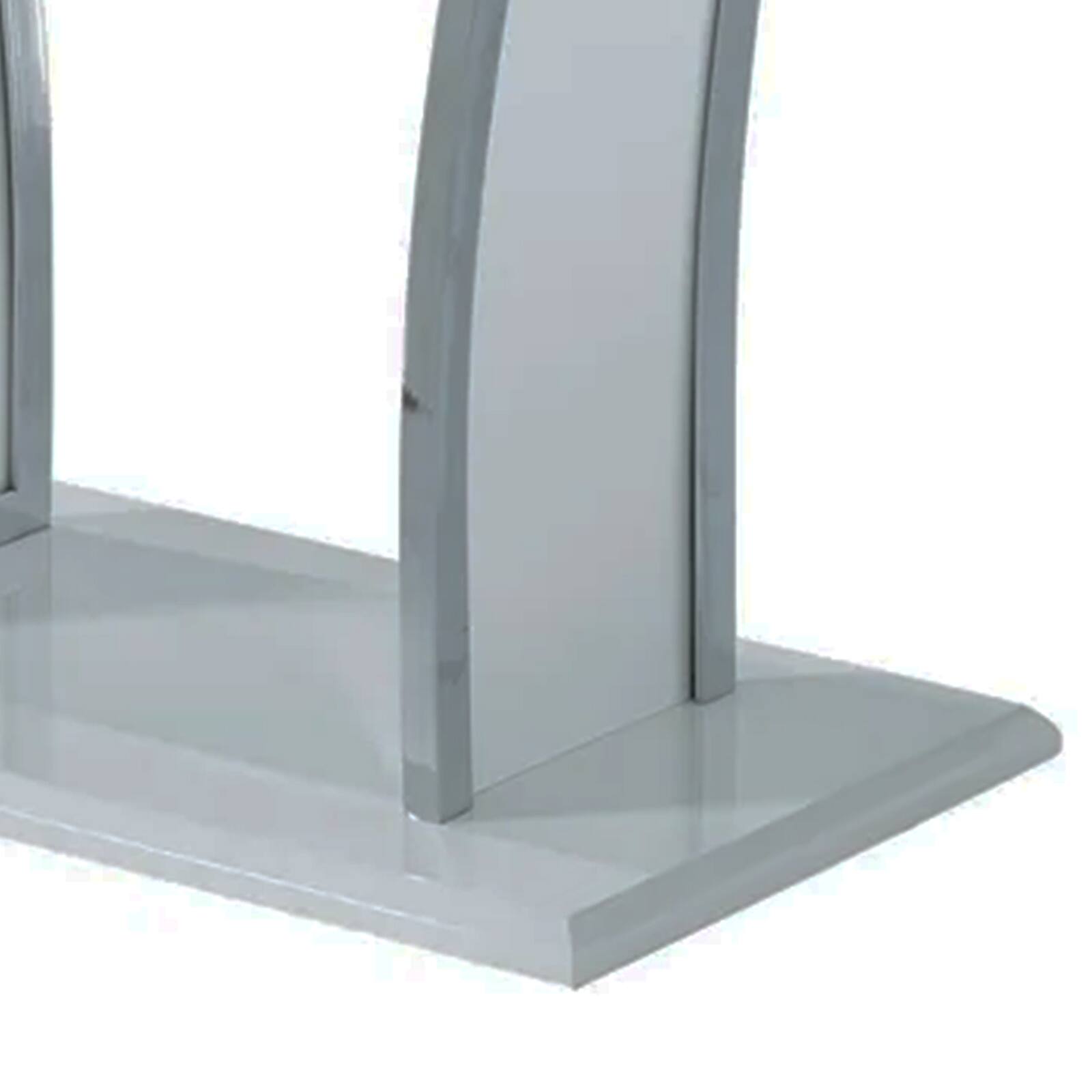 Alt View 3. Manhattan Lane - Sofa Table with Chrome Trimmed Curved Sides and Open Bottom Shelf - Black.