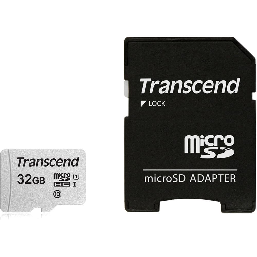 Transcend - 32GB MicroSD 300s 100MB/s Class 10 Micro SDHC Memory Card with SD Adapter