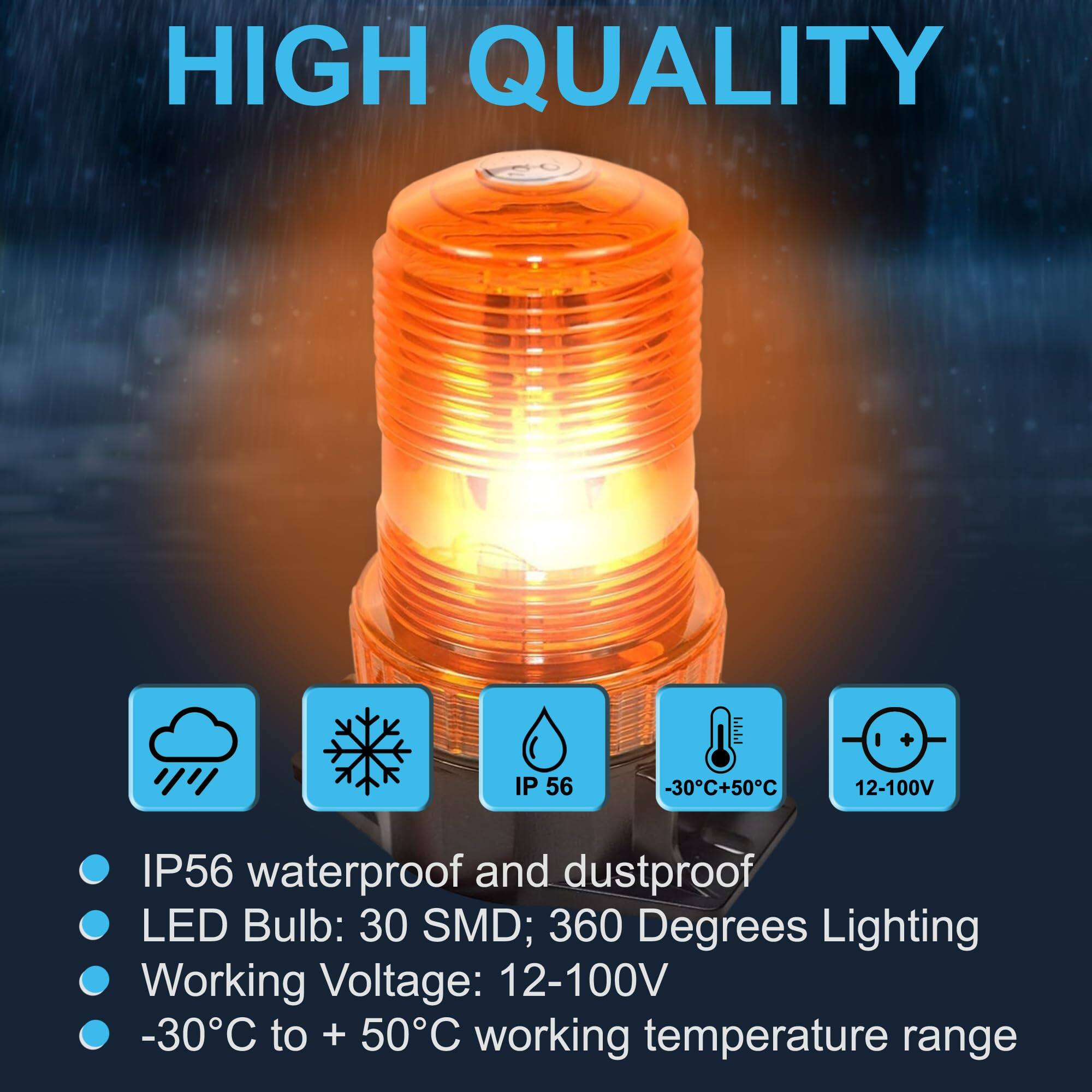 HIGH QUALITY

IP56 waterproof and dustproof LED Bulb: 30 SMD; 360 Degrees Lighting  
Working Voltage: 12-100V  
-30°C to +50°C working temperature range