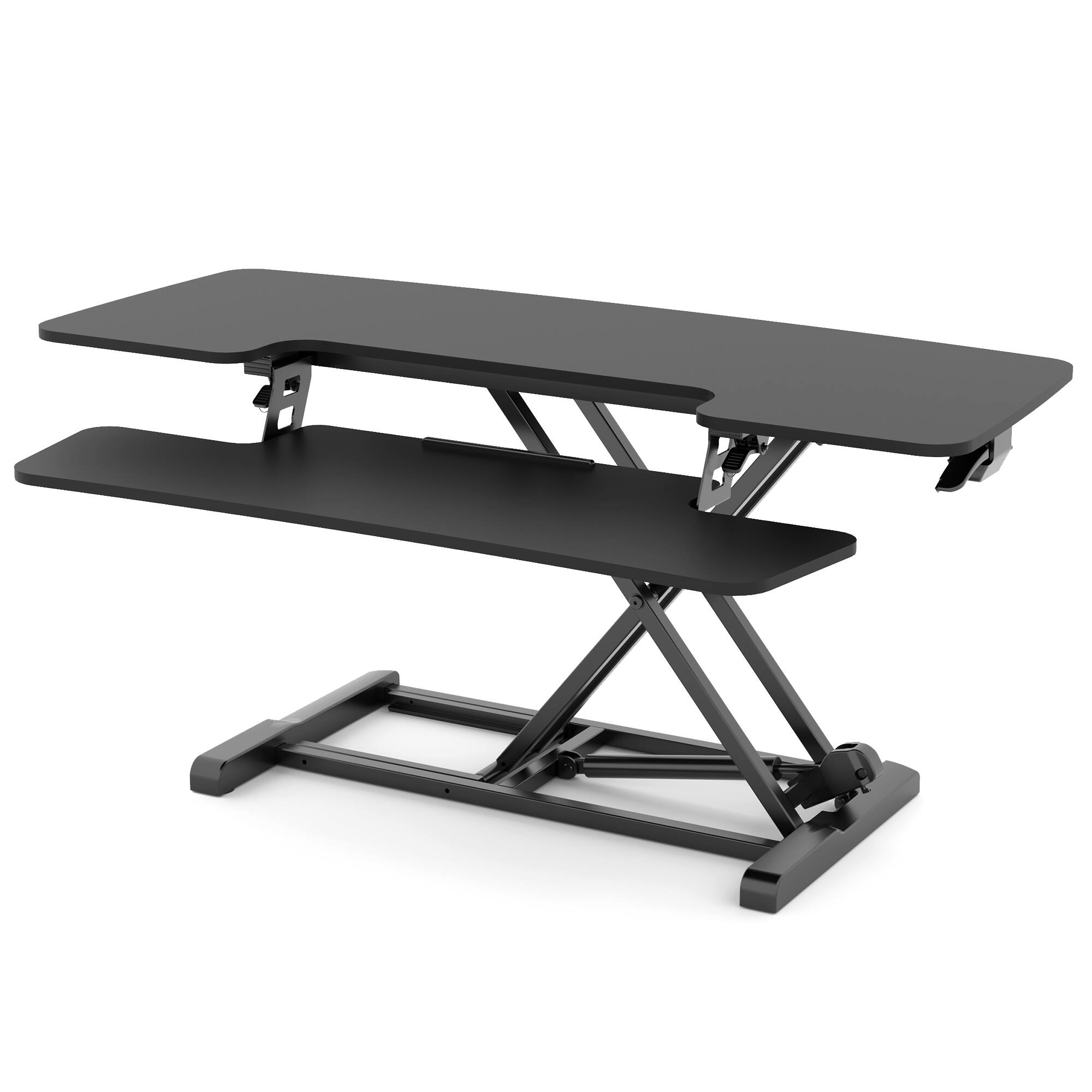 Angle. FlexiSpot - FlexiSpot M7 Series 42"W Manual Adjustable Standing Desk Converter, Black - Black.
