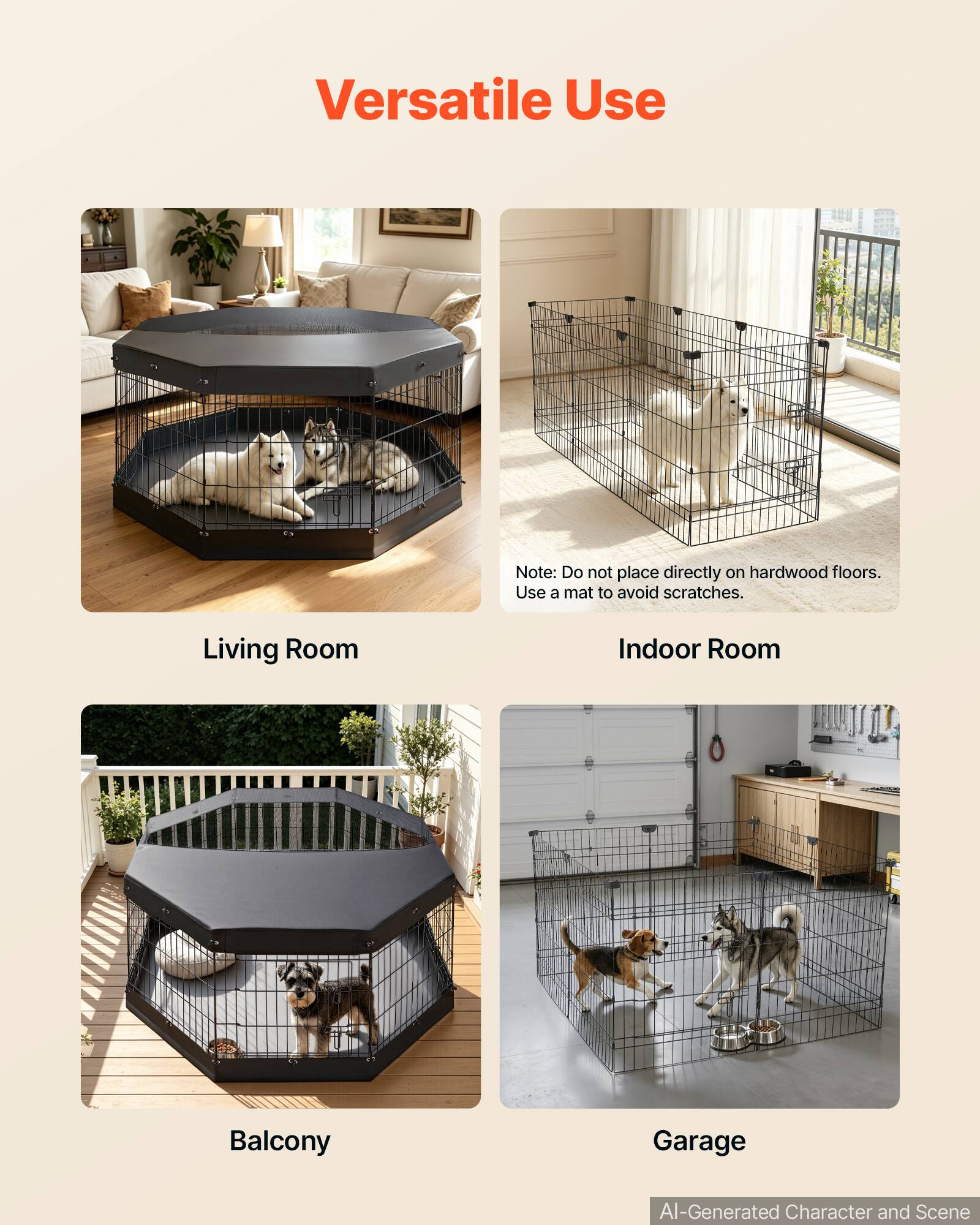 Versatile Use

Note: Do not place directly on hardwood floors. Use a mat to avoid scratches.

Living Room
Indoor Room
Balcony
Garage

AI-Generated Character and Scene