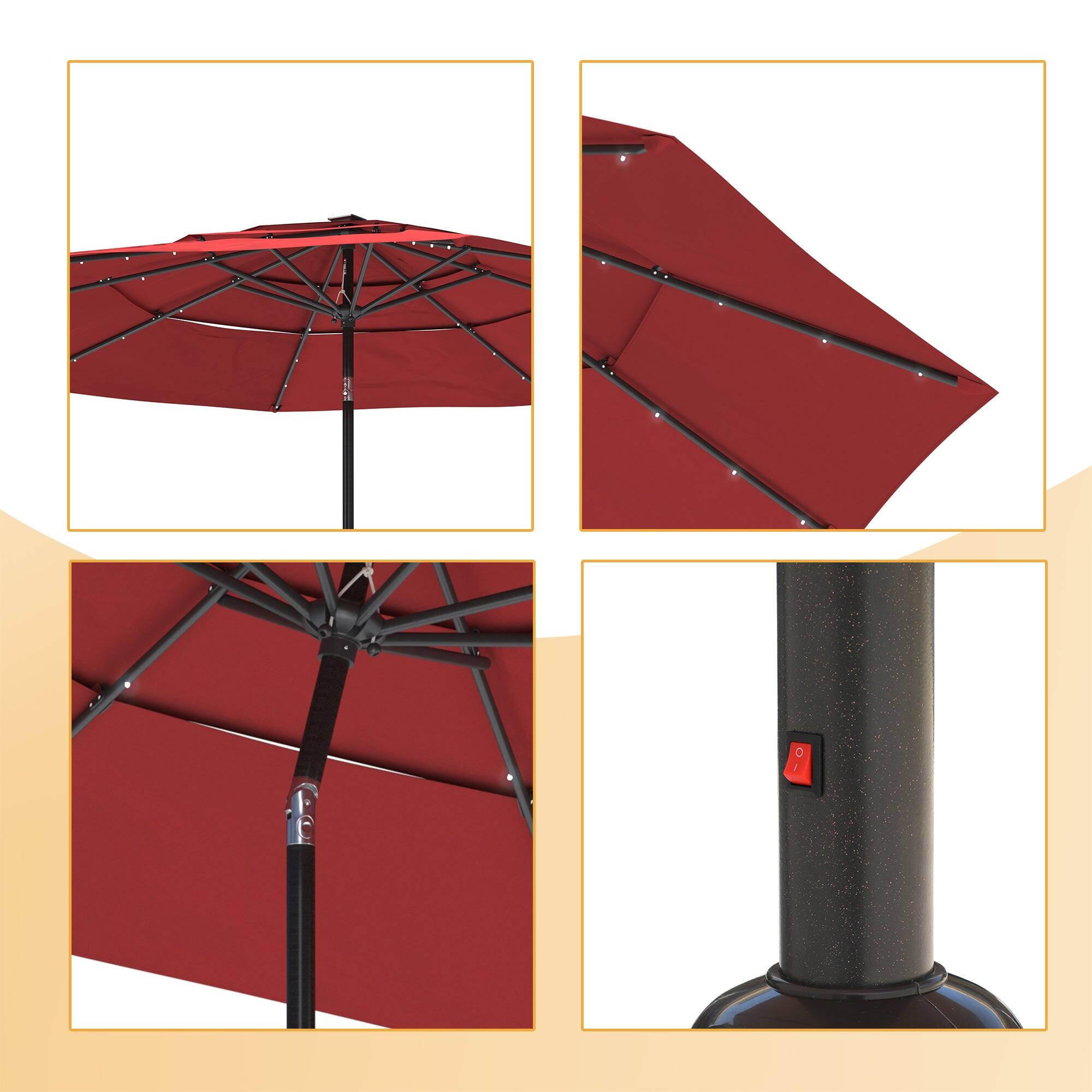 Alt View 8. Boyel Living - Aluminum Patio Market Umbrella Double or Triple Vent with Tilt - Red.