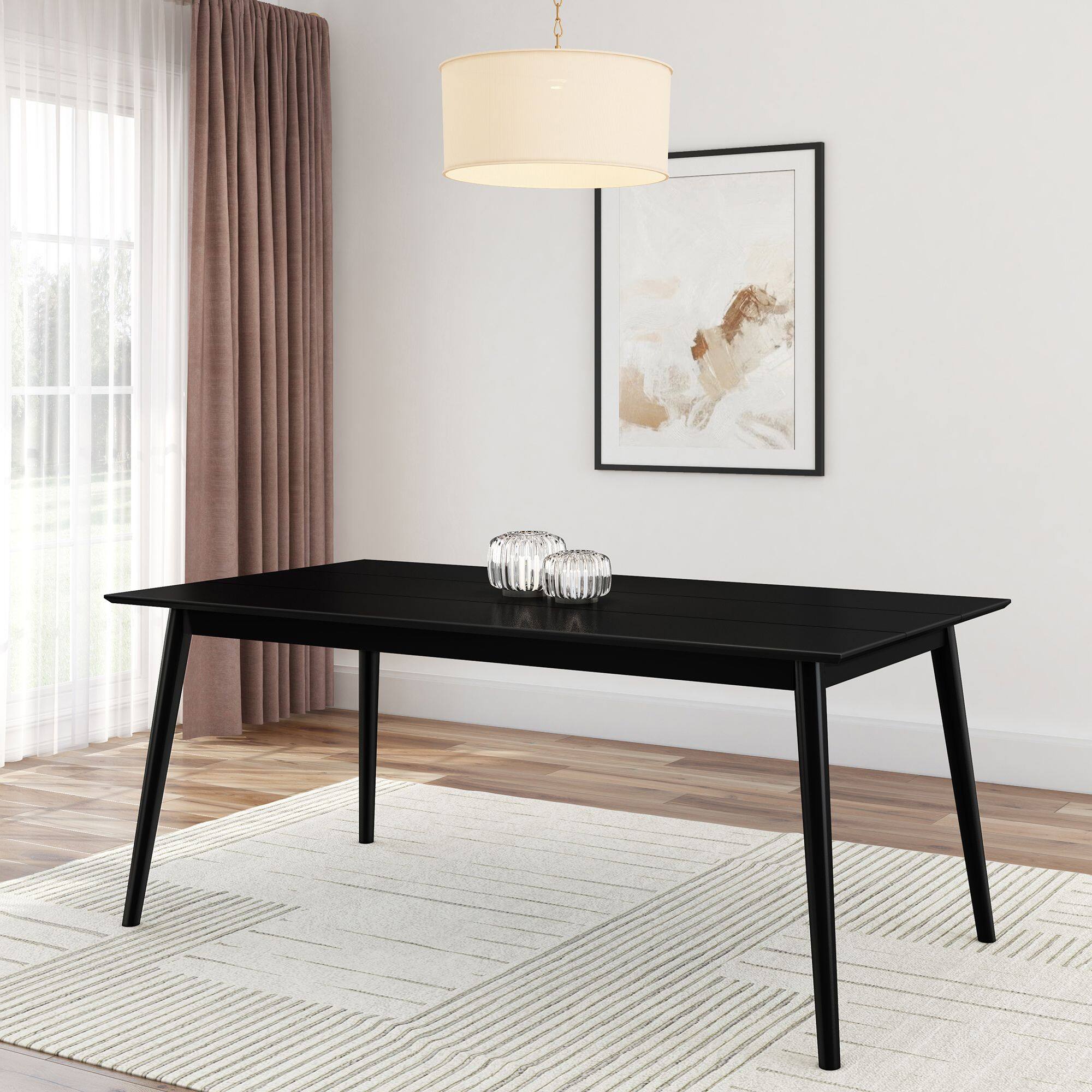 Front. Plank+Beam - Mid-Century Modern Rectangular Dining Table - Pine (72in / 1830mm), Black - Black.