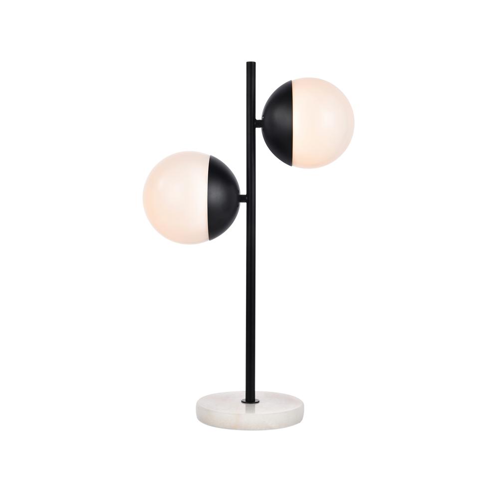 Alt View 2. Living District - Eclipse 2 Lights Black Table Lamp With Frosted White Glass - Black And Frosted White.