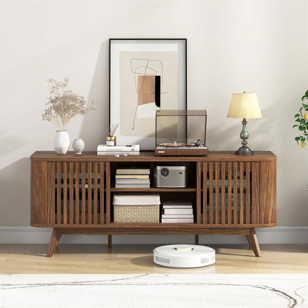 Alt View 4. Kadyn - Entertainment TV Stand,Entertainment Center2-Door TV Stand for TVs up to 60 Inches with Adjustable Shelves-Walnut - Brown.