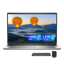 Dell - 15 15.6" FHD Laptop,Intel Core i7-1355U,16GB RAM,512GB SSD+1TB Dock Station,Intel UHD Graphics,Win 11 - Silver