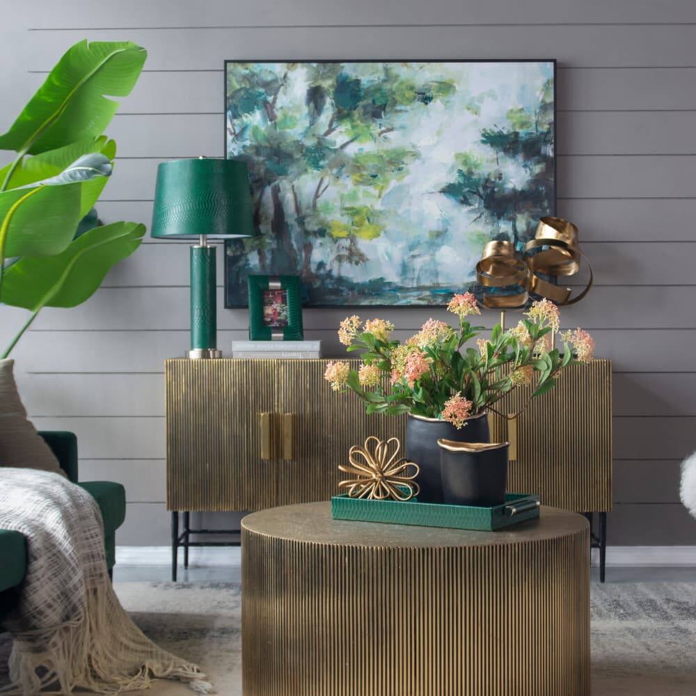 Alt View 4. Luckbyte - 14x14x27 Inch Leather Table Lamp.