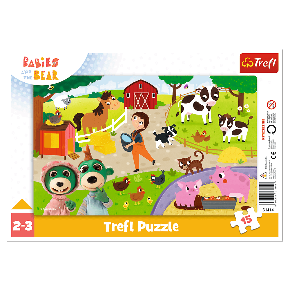 Trefl - Baby Frame Babies and the Bear Lovely Babies 15 Piece Puzzle - Multicolor