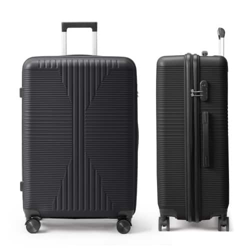 Winado - 28" Hardshell Carry On Luggage with Spinner Wheels Lightweight PP Hardside Small Suitcase with Built-in Lock - Black