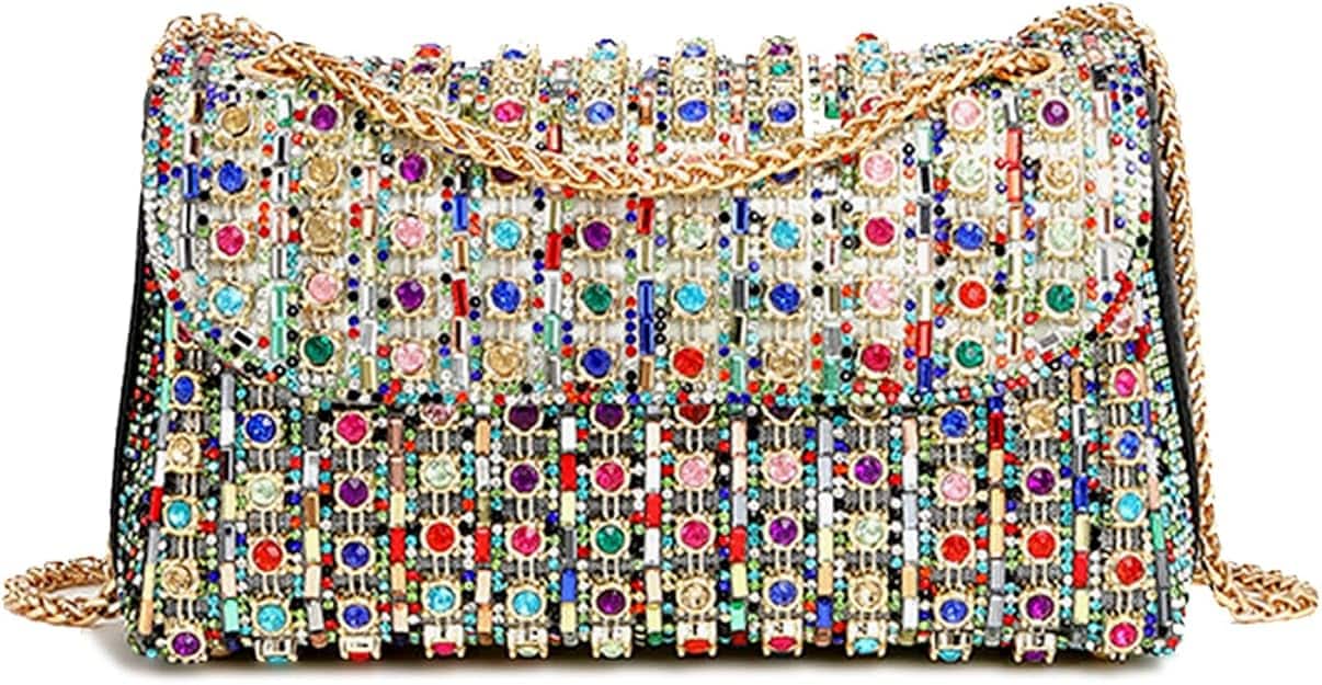Vulpecula Spade - Rhinestones Clutch Purses for Women Chain Shoulder Bags Sparkly Evening Bags for Cocktail Prom Party Wedding - Multicolor
